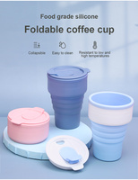 Mug à café pliable réutilisable en silicone de qualité alimentaire, portable pour les voyages, avec plateau, compatible lave-vaisselle et micro-ondes, couleur personnalisée