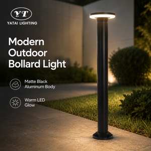 Lampadaire de jardin moderne en aluminium noir mat, étanche IP65, 12W, blanc chaud, pour allée, pelouse, paysage extérieur - Product Image 2