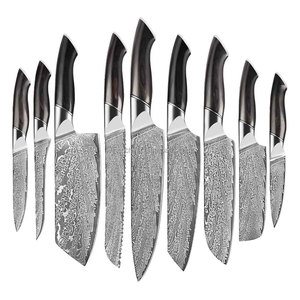 Juego de Cuchillos de 9 Piezas de Acero Damasco de 67 Capas |   Acero 9CR18MOV y Refuerzo de Doble Acero con Mango en <span class=keywords><strong>S</strong></span> - Product Image 1