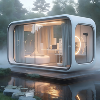 Cabine de luxe Apple prête à l'emploi en extérieur, maison-conteneur modulaire en acier pour usage résidentiel, hôtel flottant, maison flottante, panneau sandwich