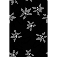 Tela Estampada Digitalmente con Diseño Floral Negro, 100% Poliéster Crepé Koshibo, para Vestidos