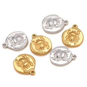 18K Color oro <span class=keywords><strong>piccoli</strong></span> ciondoli di scarabeo in acciaio inossidabile ciondoli impermeabili ciondoli orecchini girocollo forniture per gioielli risultati - Product Image 6