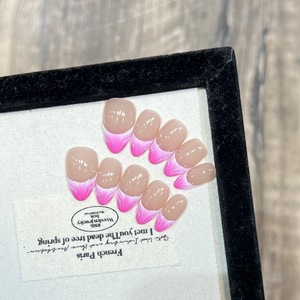 Lovely Bean Press en las <span class=keywords><strong>uñas</strong></span> <span class=keywords><strong>con</strong></span> degradado <span class=keywords><strong>Rosa</strong></span> Diseño francés Elegante <span class=keywords><strong>color</strong></span> desnudo Puro hecho a mano Puntas de <span class=keywords><strong>uñas</strong></span> cortas - Product Image 2