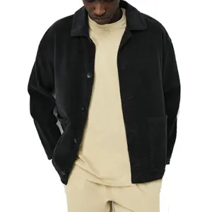 新款设计纽扣夹克定制标志时尚长衬衫流行男装灯芯绒外套