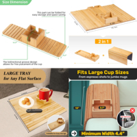 Plateau d'accoudoir de canapé en bambou, porte-gobelet amovible, table pliable antidérapante pour accoudoir de canapé, rangement pour collations, boissons et téléphone, salon