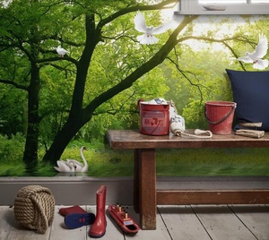 ZHIHAI Cuộn Giấy Dán Tường Nền Tivi Sofa Vẽ Tay Hình Động Vật Nai Sừng Tấm Rừng Bắc Âu Tối Giản Hiện Đại - Product Image 4