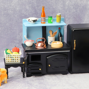 Maison de poupée 1:12 mini meubles cuisine micro scène modèle vintage <span class=keywords><strong>poêle</strong></span> noir - Product Image 6