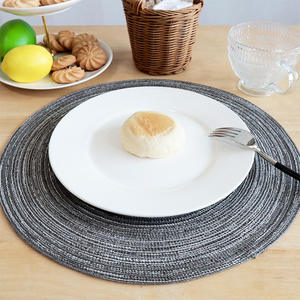 Sets de table et sous-verres ronds de style nordique en coton et lin, couleur unie, lavables en machine, pour la table à manger - Product Image 5