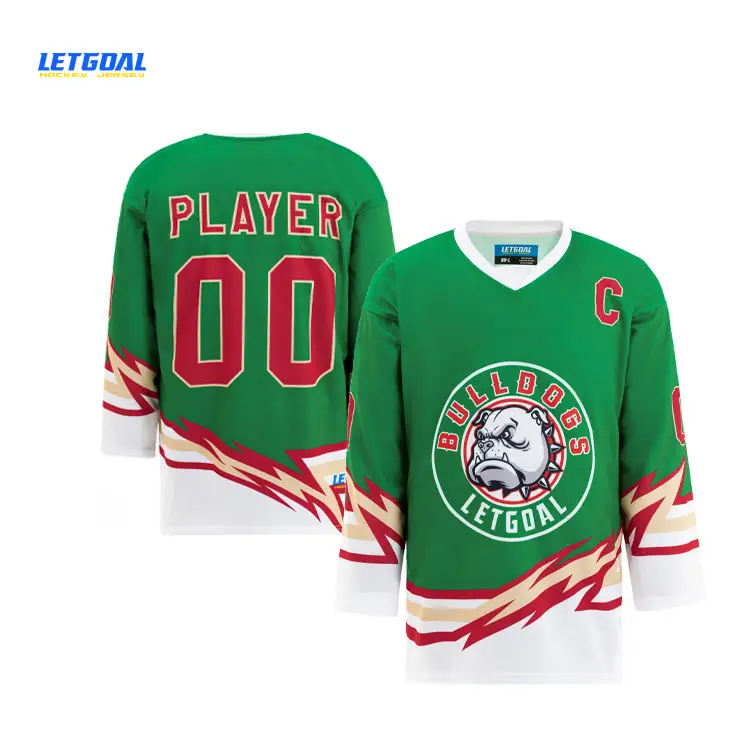 Custom Logo Ontwerp Sublimatie Hockey Jersey 100% Polyester Ijshockeykleding