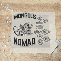MFFM Patchs brodés personnalisés en fer pour vêtements de motard, appliques thermocollantes pour veste de motard, denim, Mongols Nomad Nation, chapeau