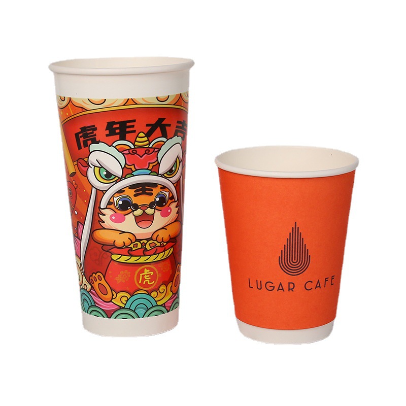 Single Disposable Craft Paper Cup Beverage Cinema Popcorn Waterproof Carton Packaging Tea Noodles Logo Printed Custom Size Color
