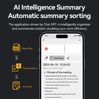 NOUVEAU HOT Enregistreur vocal numérique IA avec 600 minutes/mois gratuites, SDK et API disponibles, OEM ODM, vente en gros usine, fournisseur vérifié 2025