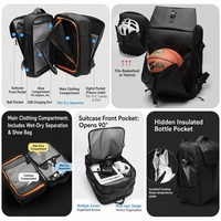 Mochila Expandible para Portátil y Baloncesto, Impermeable, Gran Capacidad, Deportiva, con Compartimento para Zapatos y Puerto de Carga USB