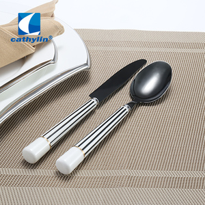 Màu đen và trắng sọc sứ xử lý Flatware 18/10 thép không gỉ Bộ dao kéo với gốm xử lý muỗng nĩa dao - Product Image 4