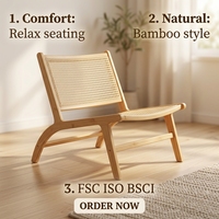 Fauteuil en bambou moderne et durable, confortable, sain, écologique, portable, pour salon et salle à manger, certifié