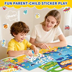 6 Sets de Libros de Pegatinas Reutilizables para Niños Pequeños de 3 a 6 Años, Libro de Pegatinas de Gelatina para Niños, Juguetes de Actividades con Pegatinas de Viaje - Product Image 2