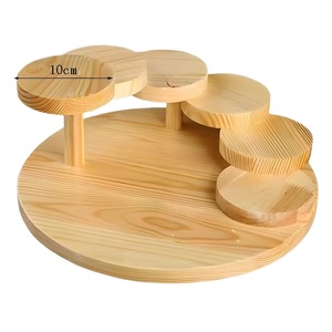 Juego de bandejas de servir de madera de varios niveles para restaurante, hotel, expositor de postres con diseño creativo de color sólido - Product Image 4