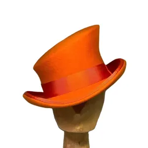 12 warna Pria Wanita uniseks modis 100% australia wool flanel formal topi atasan oranye kemiringan topi atasan royal magician