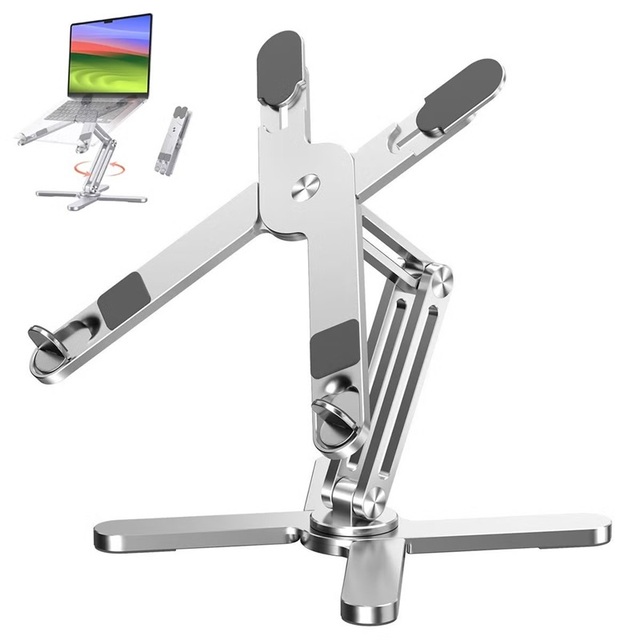 Adjustable Laptop Stand with 360 Rotating Base Laptop Riser for Desk Foldable Aluminum Notebook Stand Fits All MacBook Laptops
