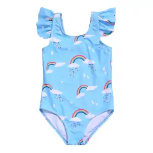 Haute qualité enfants une pièce maillots de bain infantile sans manches maillot de bain bébé filles maillot de bain plage maillot de bain