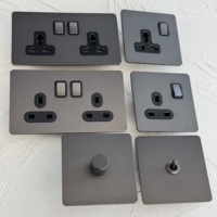 Interrupteur mural universel européen gris 146 double UK 13A 250V 1/2/3 GANG en acier inoxydable avec USB et variateur de lumière rétro