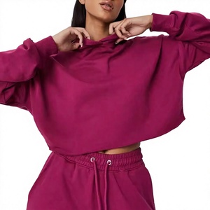 Sudadera con Capucha Extra Grande Personalizada para Mujer, Color Sólido, Hombros Caídos, Manga Larga, Tejido de Algodón, Ropa de Otoño - Product Image 1