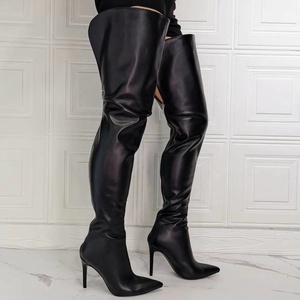 Botas Altas por Encima de la Rodilla para Mujer, Talla Grande 47, con Cremallera Trasera, Ajustadas, Tacón Fino, Botas Sexys de Otoño para Mujer, Botas de Tacón Alto con Punta Puntiaguda - Product Image 3