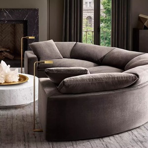 Sofá de Tela de Tres Plazas Curvo Semicircular Minimalista Moderno Italiano para Recepción de Hotel y Áreas de Reuniones - Product Image 2