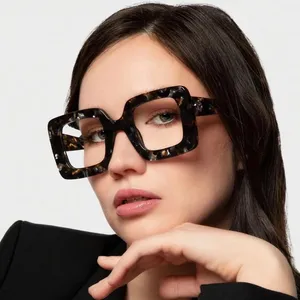 3128 Großhandel Custom Logo Brillen Mode Übergroße quadratische Anti-Blaulicht-Schutzbrille Großer optischer Rahmen