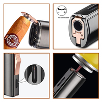 Briquet à triple flamme JH personnalisé avec poinçon à cigares intégré, briquet unique, accessoires pour fumeurs, briquet torche coupe-vent noir
