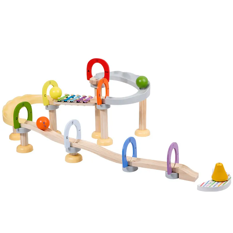 High Quality Unisex Baby Musical Toys Assembled Wooden Marble Run Tracking Ball Game with Music Educational for Kids