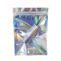 Sacs d'emballage holographiques laser personnalisés refermables avec fenêtre transparente avant et fermeture éclair, sacs en Mylar