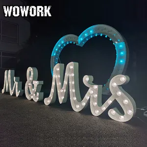 WOWORK Wholesale RGB Bulb Led Letter Wedding Light Decoration Heart Arch Backdrop For Marriage Event Decor Background