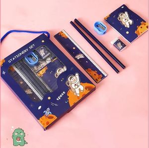 Grosir set peralatan tulis anak-anak, alat tulis kartun hadiah kecil enam set set pensil sekolah dasar - Product Image 3