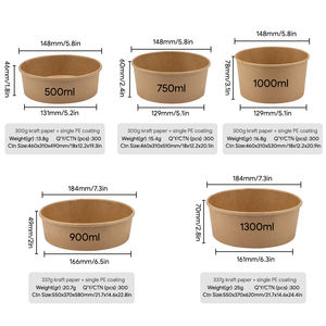 Şeffaf kapaklı biyobozunur Kraft kağıt yiyecek kasesi suşi erişte diğer yemekler için çevre dostu paket tepsisi - Product Image 2