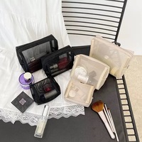 Nylon-Netz-Reißverschlusstasche Leichte Tragbare Reise-Kosmetiktasche Lippenstift-Aufbewahrung für Kosmetik Schwarze Make-up-Tasche Pinsel-Organizer