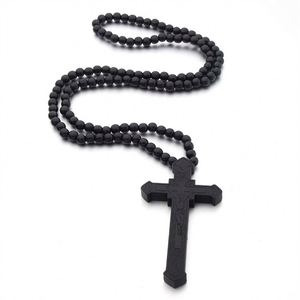 Colliers en bois perlé Mecrt, collier religieux catholique en bois avec croix crucifix, collier pour homme, cadeau de Pâques, cadeau de baptême - Product Image 4