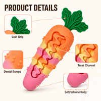 Jouet à mâcher couineur en silicone pour chien, distributeur de friandises en forme de carotte, pour le nettoyage dentaire et l'enrichissement interactif des chiots