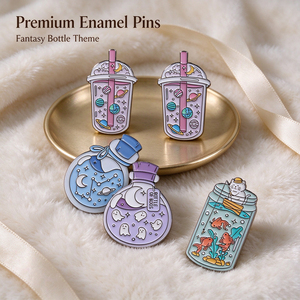 Badges en métal émaillé mignons avec motifs fantômes, lunes, étoiles, planètes et océans pour les amateurs de fantaisie, cadeau et décoration - Product Image 2