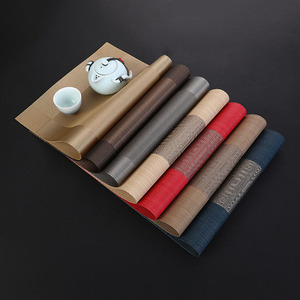 Woven PVC Tea Mat Water Resistant <strong>Table</strong> <strong>Runner</strong> <strong>Placemat</strong> for Gongfu Tea Ceremony Matcha Set Cafe <strong>Table</strong> Protection Supply - Product Image 1