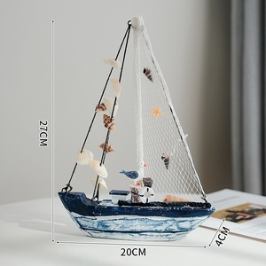 Artículos de Decoración para el Hogar Mediterráneo, Velero Azul y Blanco, Artesanía de Estilo Vintage, Regalo, Modelo de Barco de Vela Suave, 1611 - Product Image 6