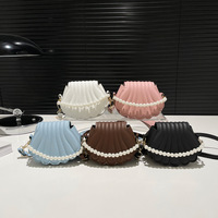 Sac à bandoulière portable en PU pour femme, forme coquille, avec fermeture à bouton, pochette pour téléphone et argent, couleur rose