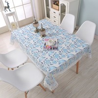 Nappe de table en dentelle brodée bleue de luxe occidentale, lavable, durable, décoration fantaisie en point de croix, nappe de table à thé, art, café