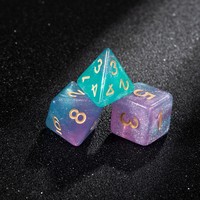 Jeu de dés polyédriques Celestial Nebula, 7 pièces, scintillant, avec paillettes de galaxie, pour jeux de rôle sur table, avec chiffres dorés, blanc