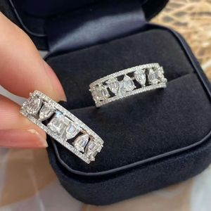 Bague de mariage Xinfly Wide 0.42ct en diamant en forme de goutte d'eau, alliance éternelle pour la main droite - Product Image 5