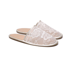 Fashion Wedding Morning Female Bridesmaid Lace Mesh Summer Indoor White Bride <b>Slippers</b> - Product Image 3