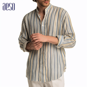 Camicie da <span class=keywords><strong>uomo</strong></span> in <span class=keywords><strong>lino</strong></span> a maniche lunghe, casual, con bottoni, ricamate, anti-pilling, eleganti, da lavoro, alla moda, da <span class=keywords><strong>spiaggia</strong></span> - Product Image 2