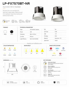 Foco LED Empotrable sin Marco de 12W, Antideslumbrante, para <span class=keywords><strong>Espejo</strong></span> de Baño e Iluminación Facial LP-FX7570BT-RTA-22 - Product Image 2