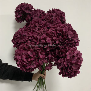 E-839 Fiori Artificiali di Alta Qualità all'Ingrosso, Fiori di Ortensia Artificiali a Stelo Singolo Bordeaux - Product Image 2