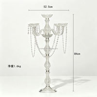 Chandelier rétro en acrylique à cinq bras avec perles de cristal - Idéal pour la décoration de table de banquet de mariage
